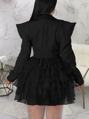 Sexy Gauze Patchwork Party Club Shirt Dress