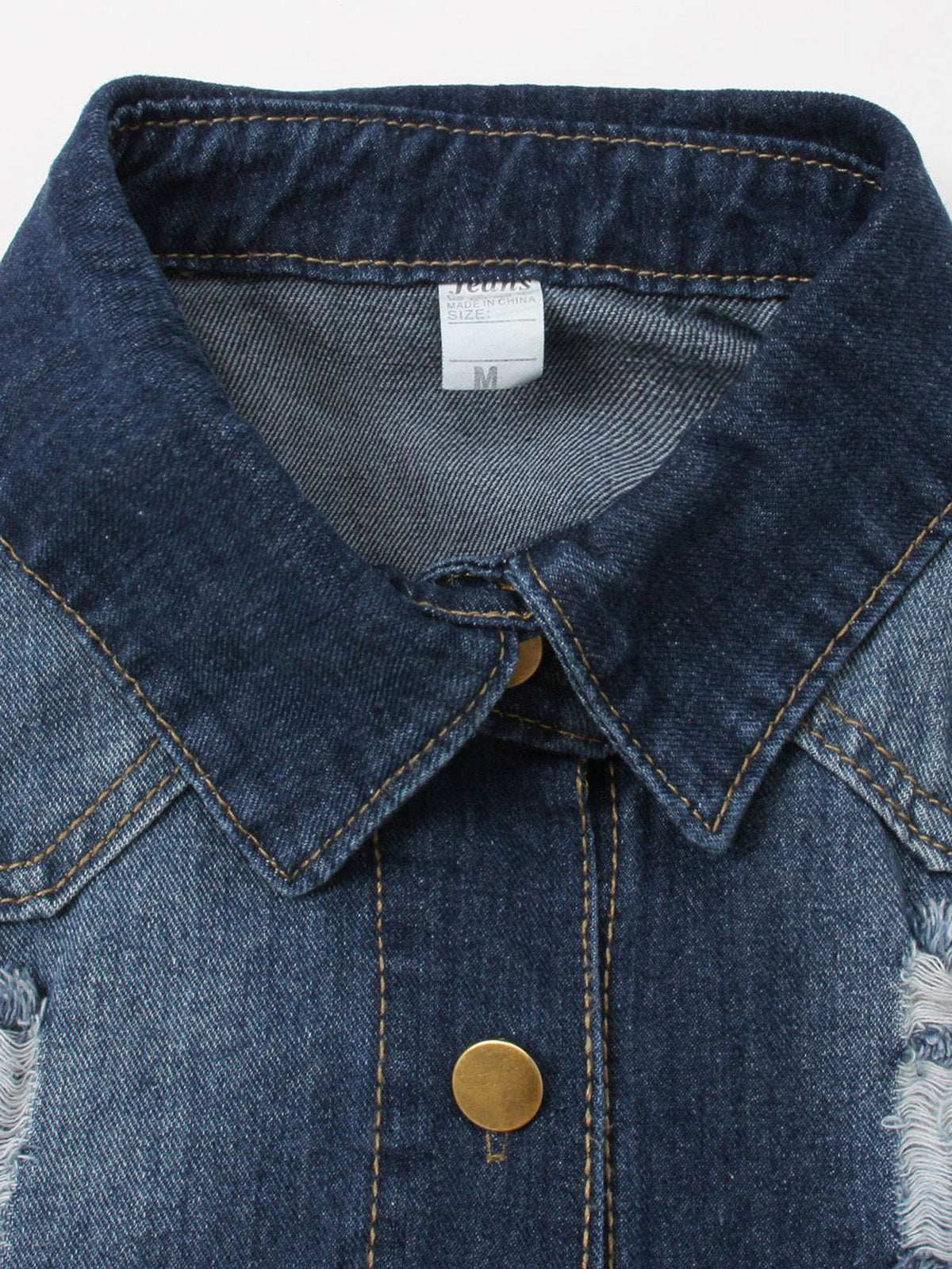 Casual Long Sleeve Shirt Button Ripped Denim Blouse Jacket