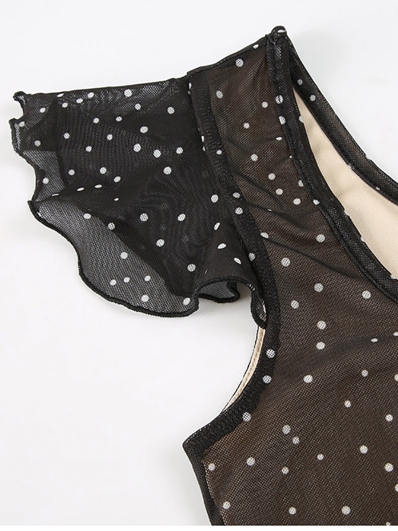 Casual Polka Dot Print Slim Maxi Dress