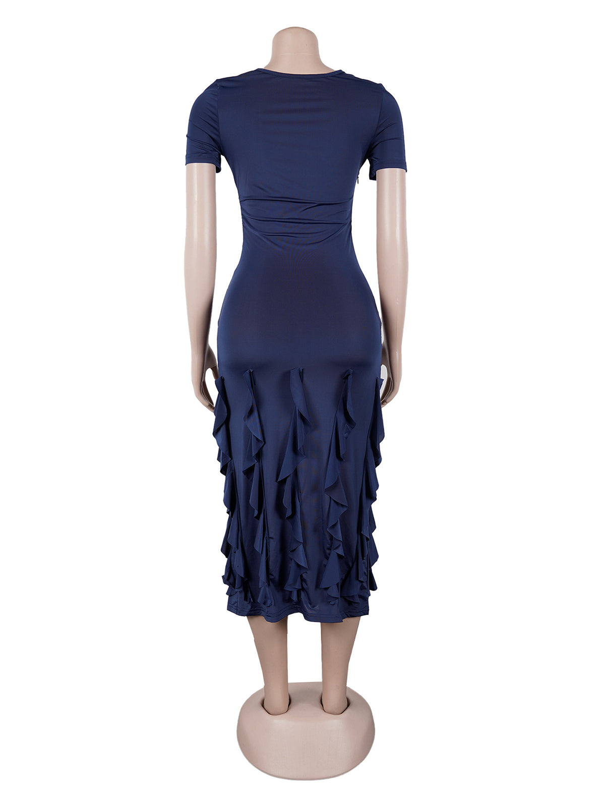 Casual Hem Layered Ruffle Bodycon Midi Dress