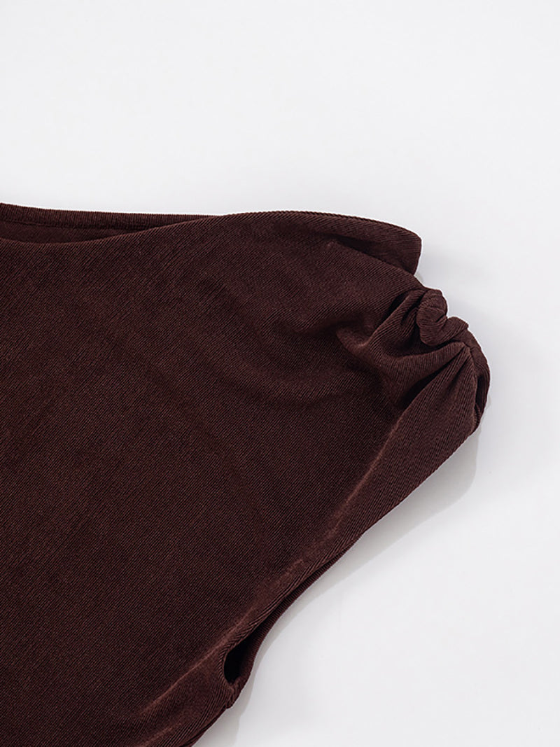 Sexy Slim Sloping Shoulder Crop Top