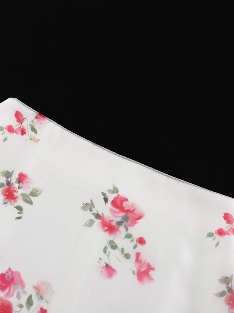 Fashion Sheer Mesh Floral Print Maxi Skirt