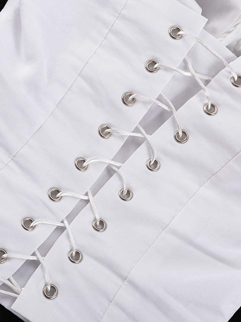 Fashion Off Shoulder Lantern Sleeve Puffy Skirt Sets