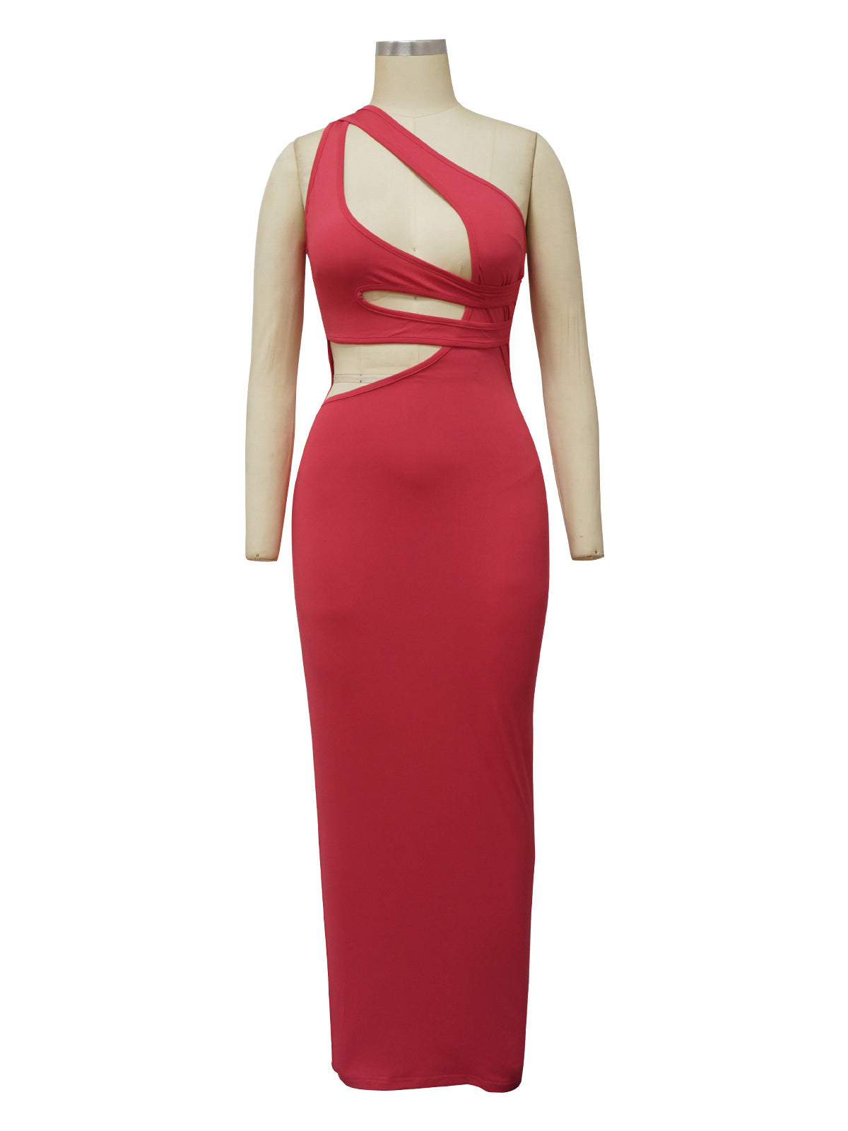 Sexy Cut Out One Shoulder Ruched Bodycon Dress