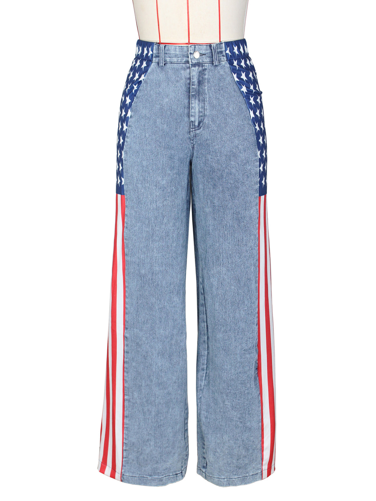 Newest American Flag Print Stretch Jeans