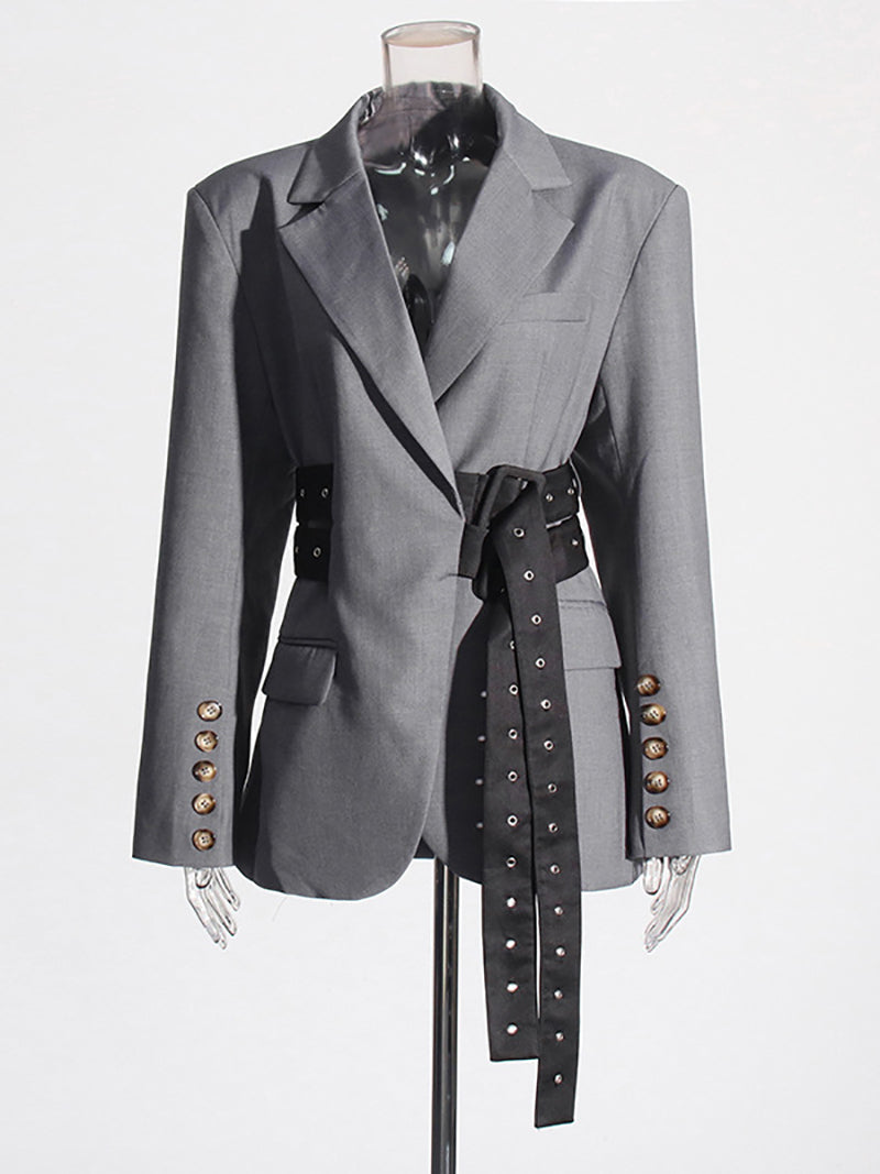 Fashion Double Belted Blazer