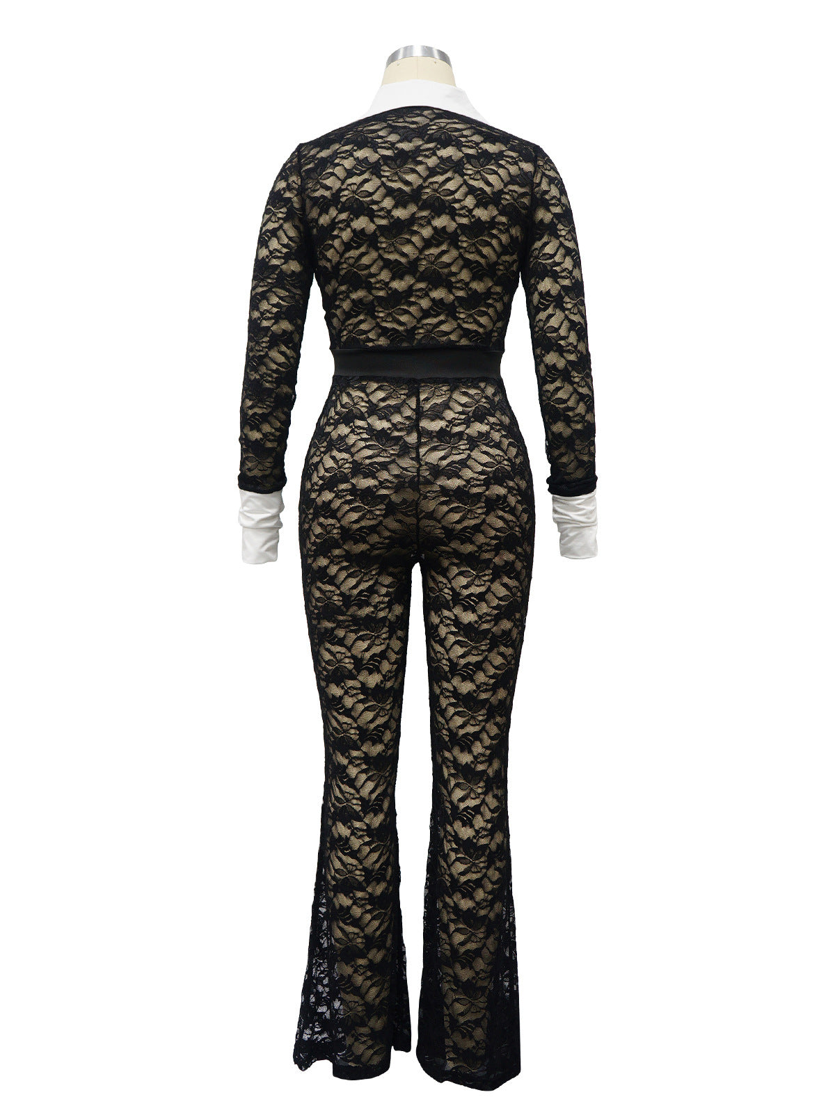 Sexy Lace Patchwork Long Sleeve Jumpsuit