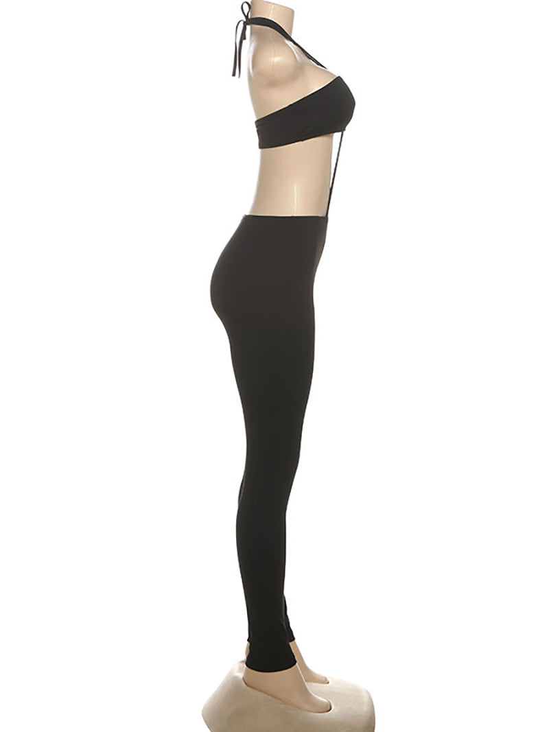 Sexy Halter Hollow Out Skinny Jumpsuit