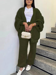 Casual Knit Cardigan Sweater and Pants Set