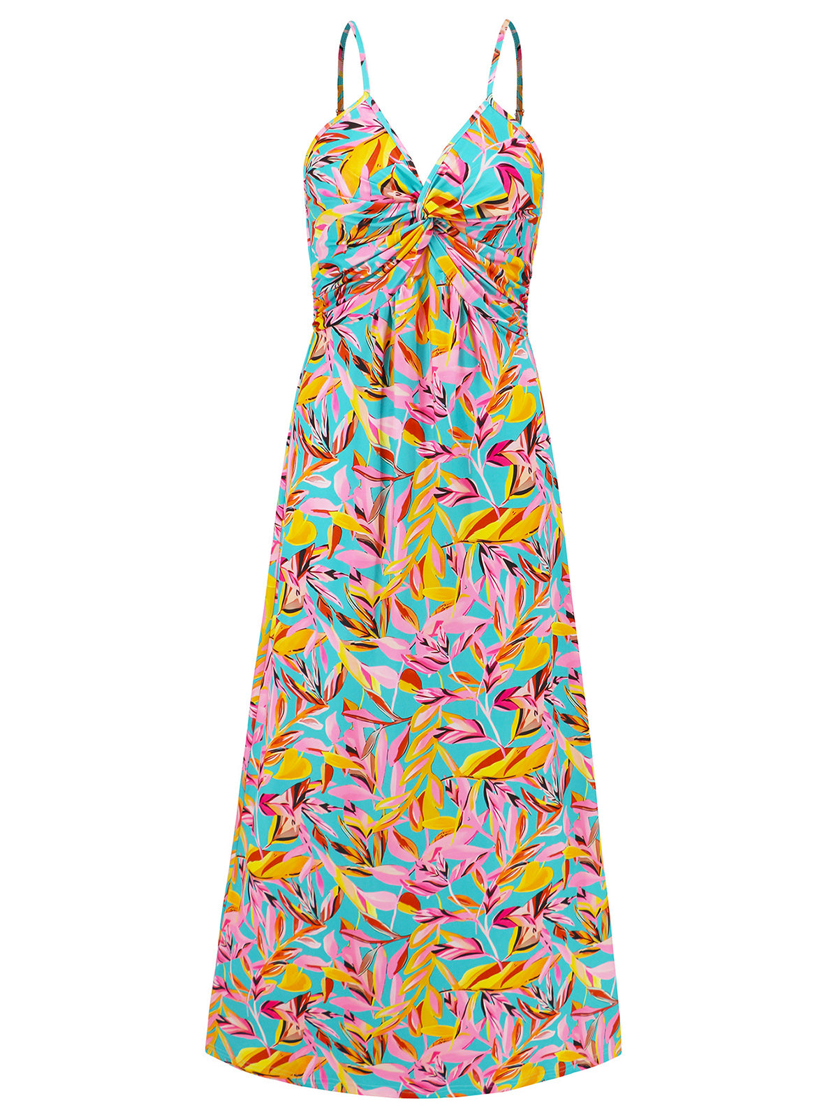 Elegant V-neck Print A-line Maxi Dress