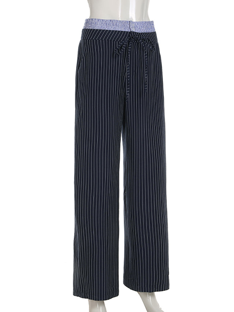 Fashion High Waist Striped Straight Leg Pants