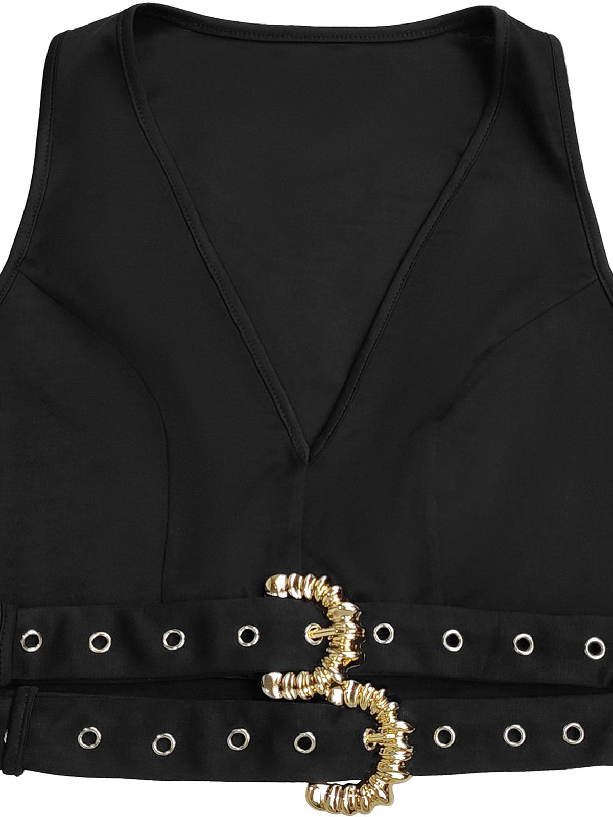 Sexy V-Neck Buckled Belt Top and Pants 2 Piece Set