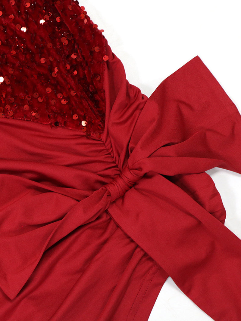 Round Collar Sequin Irregular Party Dress