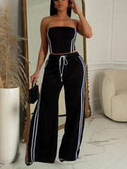 Casual Tube Top and Loose Trousers Two Piece Suit