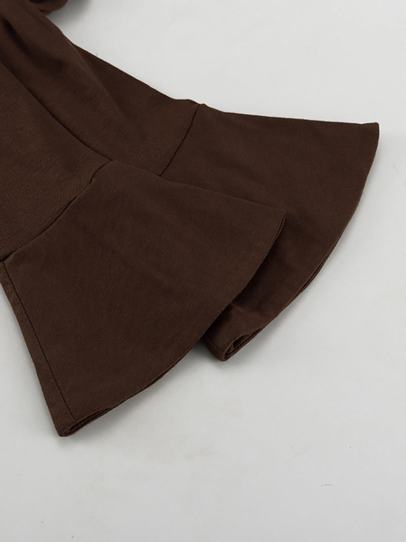 Casual Flared Sleeve Blouse Office Skirt Two Piece Set