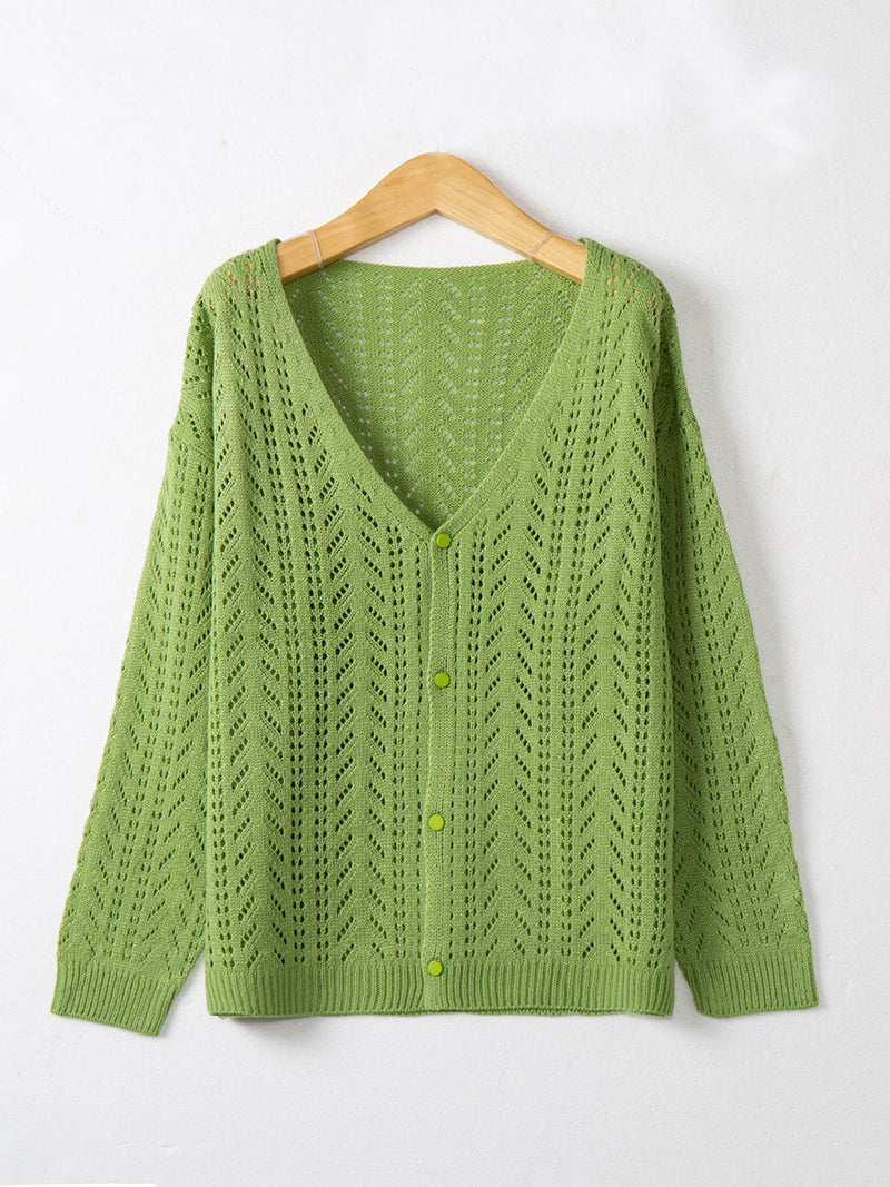 Casual Knit Crochet Button Cardigan Sweater