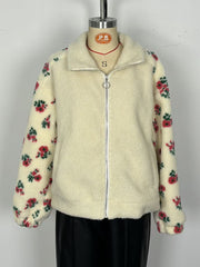 Casual Floral Print Zipper Jacket Coat