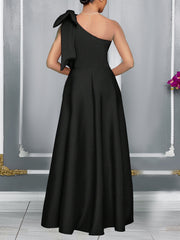 Sexy Slash Collar One Shoulder Bow A-Line Evening Dress