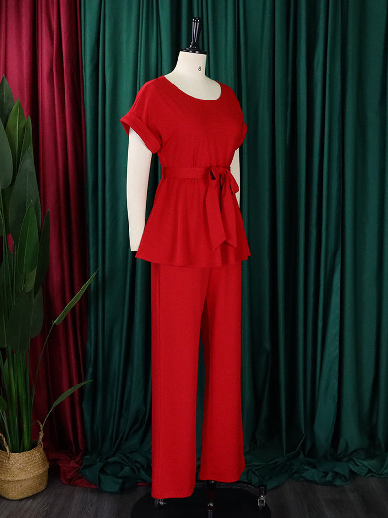 Elegant Bandage Top And Wide Leg Pants Sets