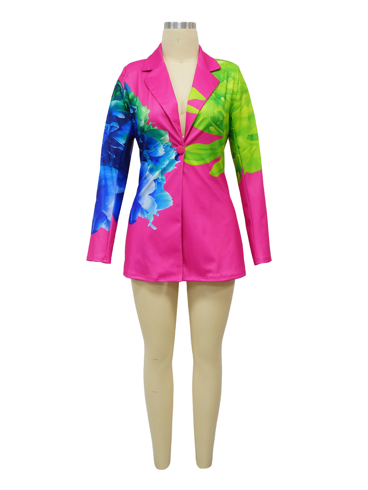 Fashion Single Button Print Blazer And Shorts Suit