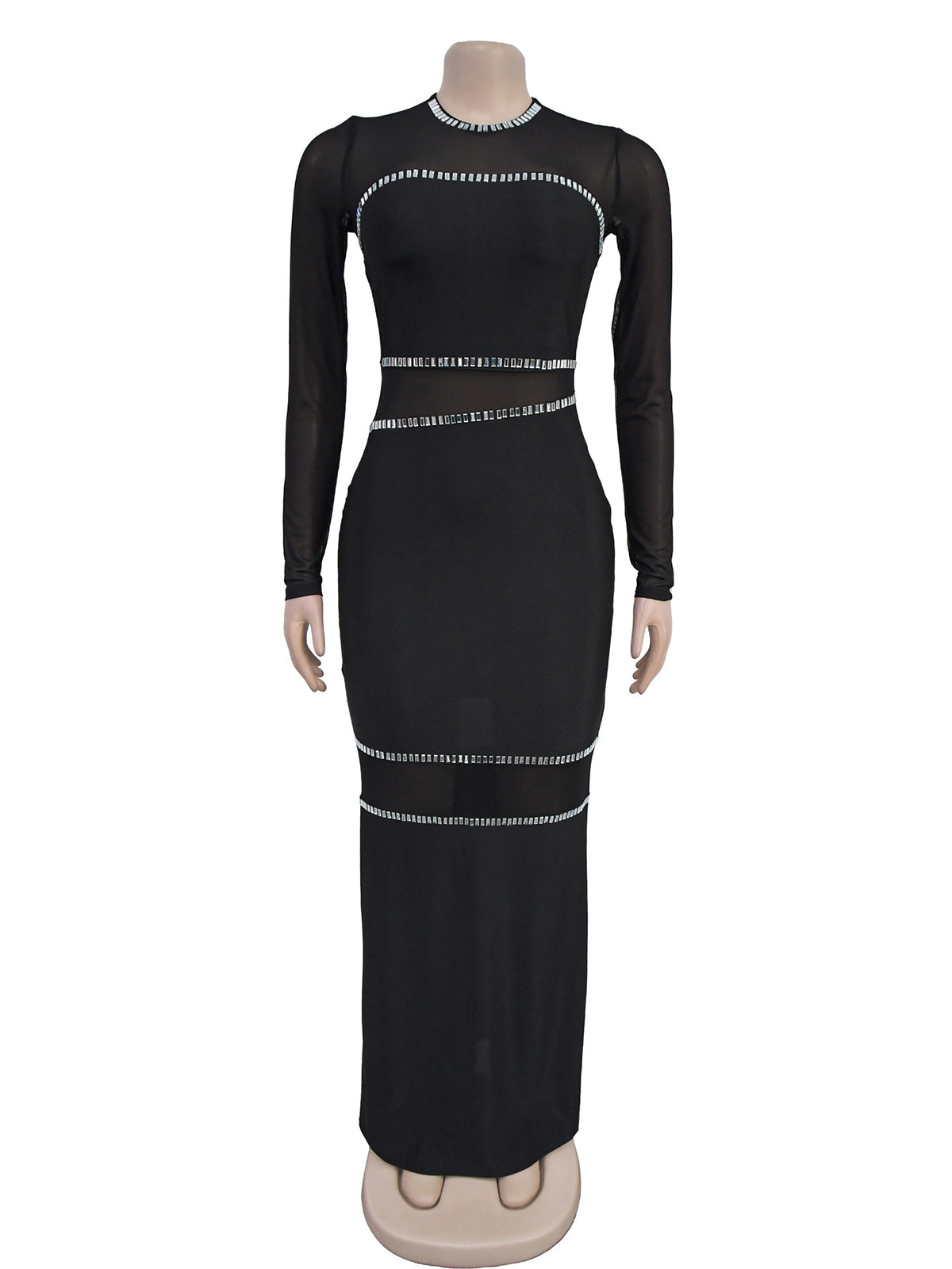 Elegant Sheer Mesh Bodycon Evening Dress