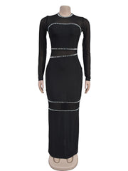 Elegant Sheer Mesh Bodycon Evening Dress