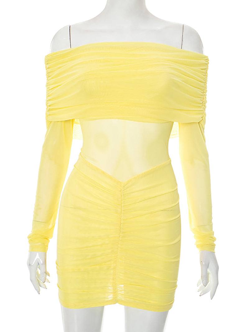 Sexy Off Shoulder Ruched Bodycon Dress