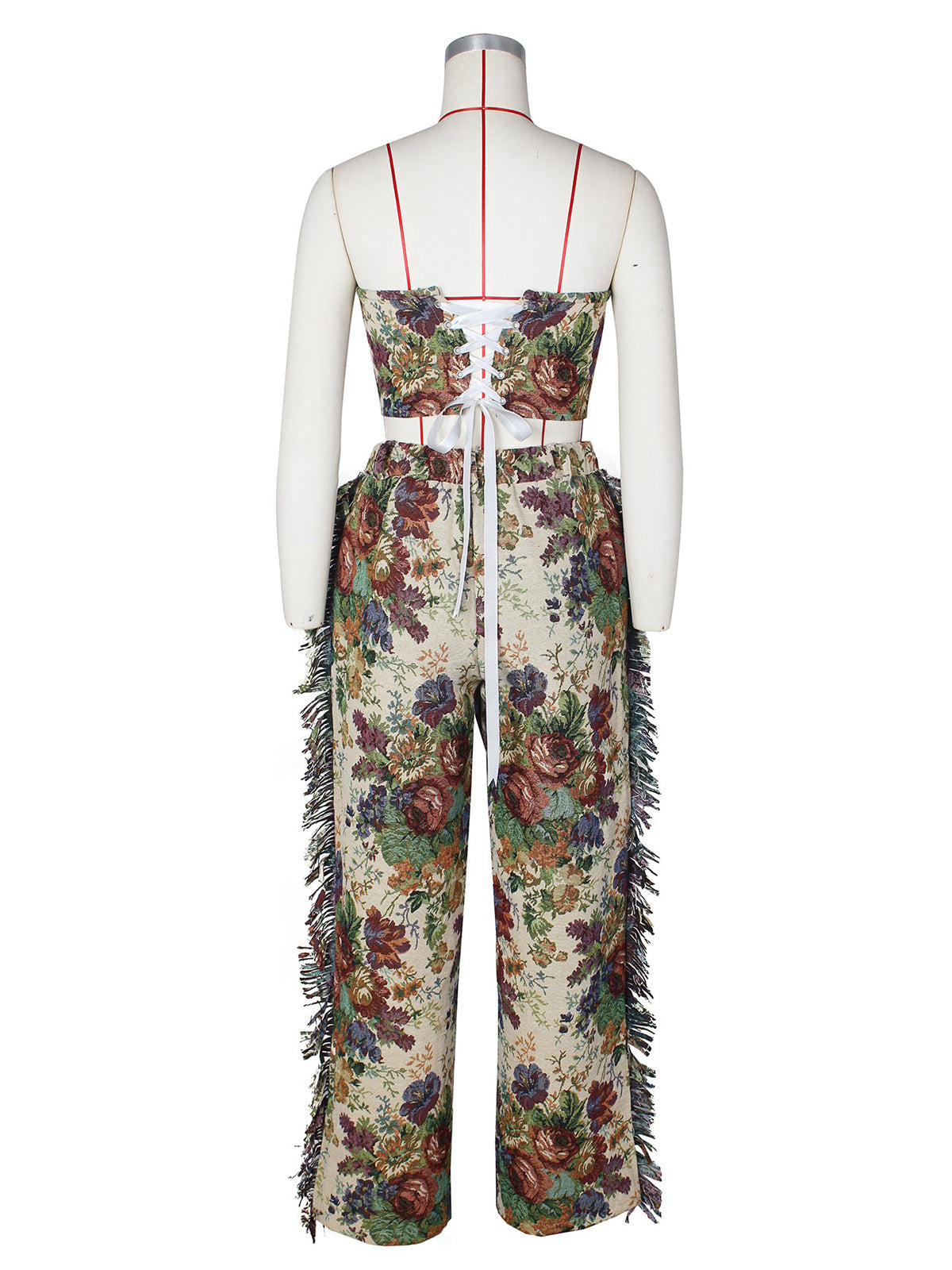 Newest Floral Tapestry Crop Top and Pants Set