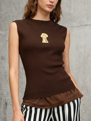 Casual Sleeveless Ribbed Knit Keyhole Tank Top