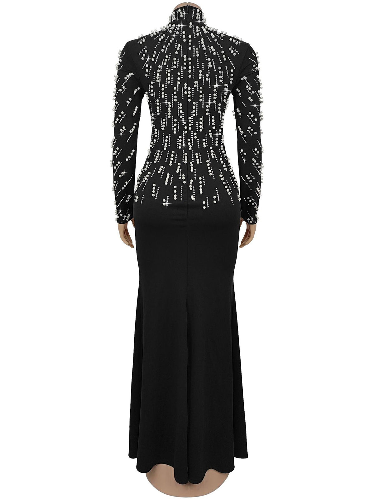 Elegant Beading Embellished Bodycon Maxi Dress
