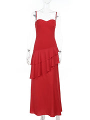 Elegant Spaghetti Strap Ruffles Prom Dress