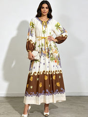Printed Lantern Sleeve Resort Maxi Dress-boutique