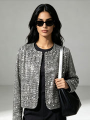 Sequin Panel Long Sleeve Cardigan-boutique