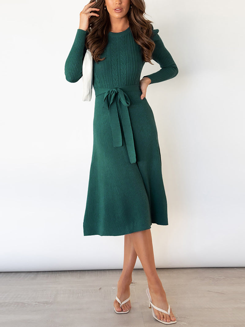 Sexy Round Neck Ribbed Knit Dress