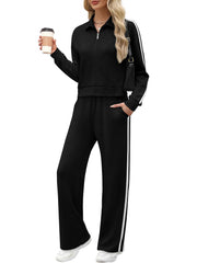Casual Zip Up Tops and Jogging Tracksuits Set