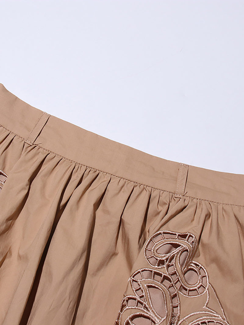 Elegant Embroidered Lapel Top Long Skirt Sets