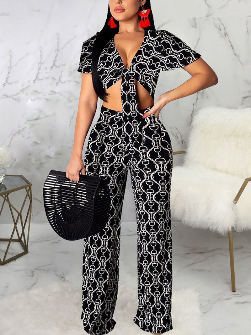 Chic Print Casual Two Piece Sets