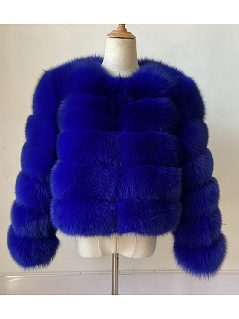 Classy Cropped Faux Fur Warm Jacket Coat