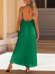 Sexy Halter Loose Pleated Beach Dress