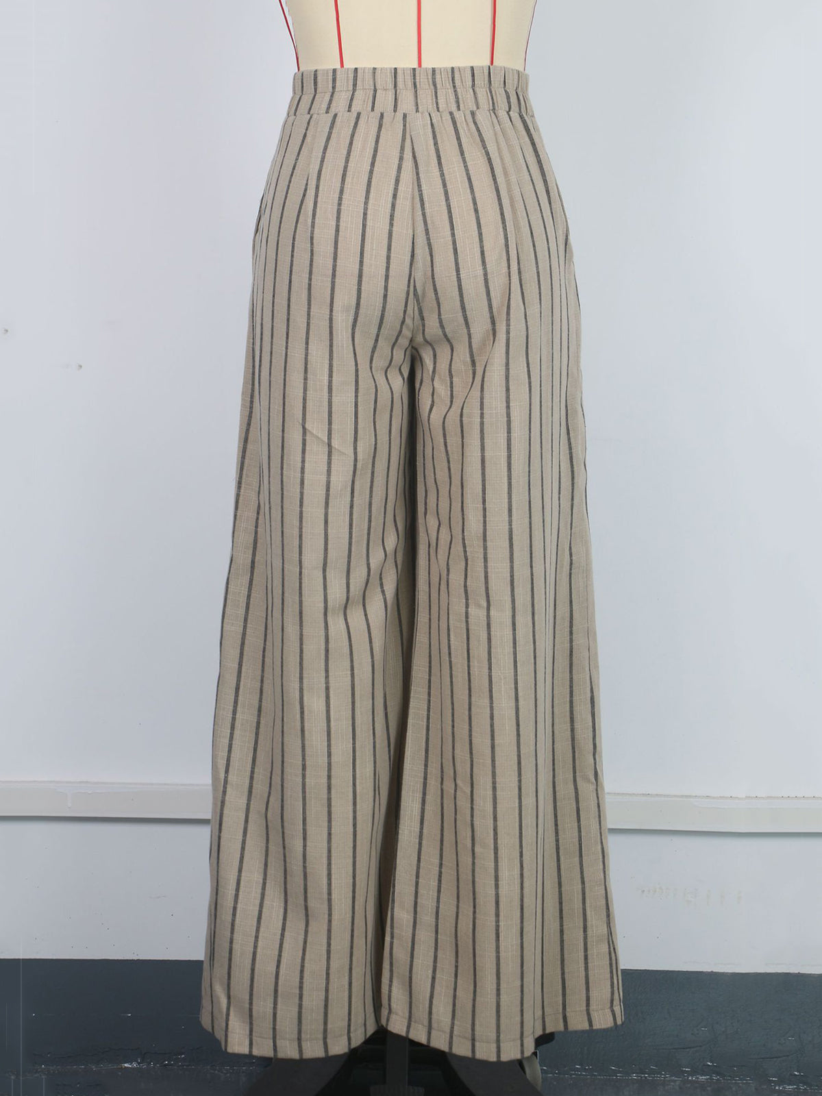 Casual Striped Linen Wide Leg Pants