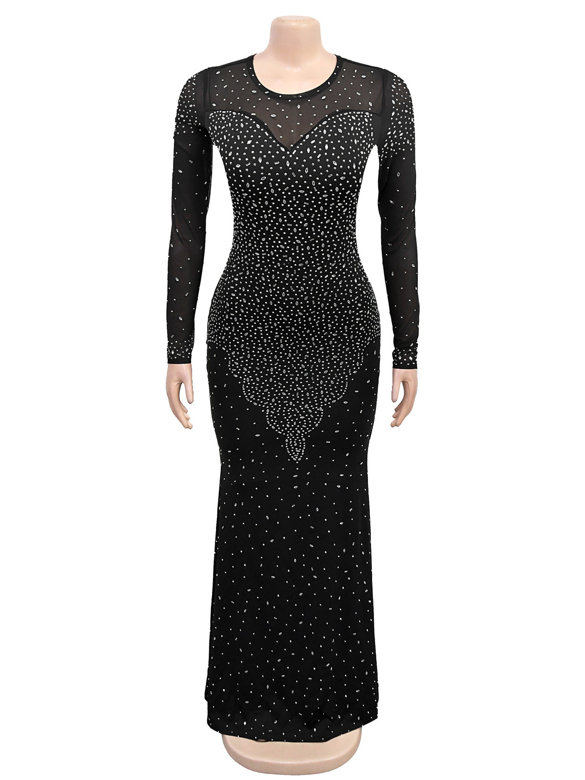 Sexy Rhinestone See through Party Maxi Dress