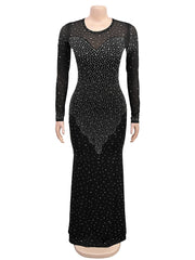 Sexy Rhinestone See through Party Maxi Dress