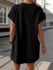 Heart Sequin Crew neck Casual Loose Dress