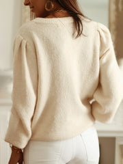 Casual Round Neck Crochet Knit Cardigan Sweater