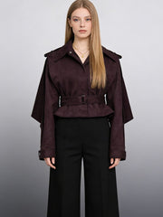 Belted Cape Sleeve Cropped Jacket-boutique