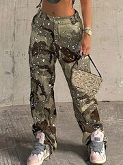 Casual Camo Cargo Pants Straight Trousers