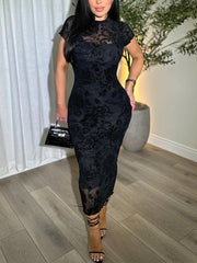 Sheer Mesh Bodycon Dress And Slip Dress Two Piece Set