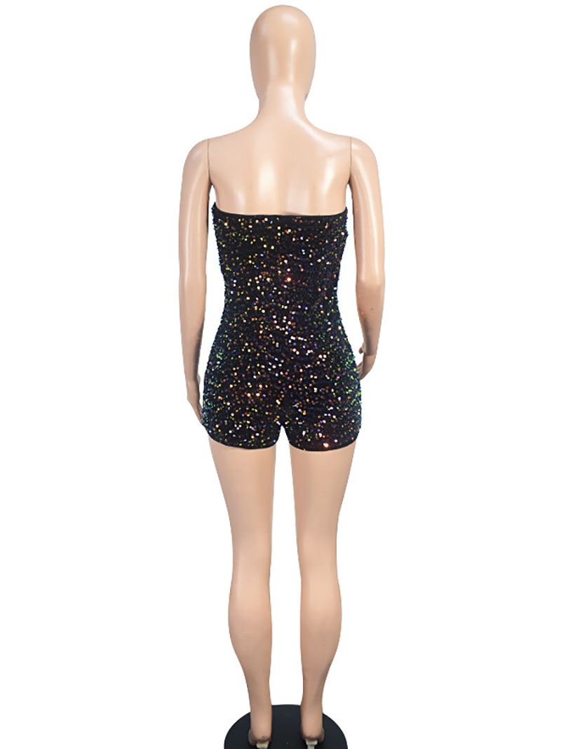 Strapless Sequin Nightclub Bodycon Romper