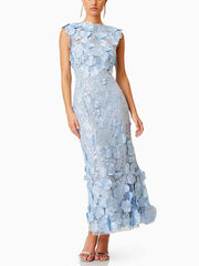Elegant Embroidery Applique Mesh Dress
