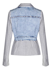 Fashion Denim Contrast Patchwork Blazer